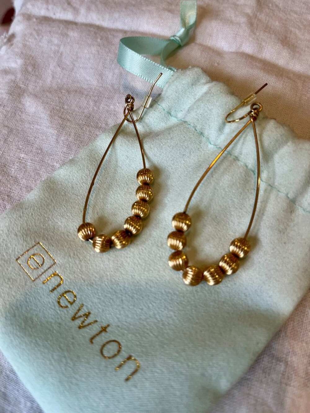 E.Newton Drop Hoop earrings with gold beads